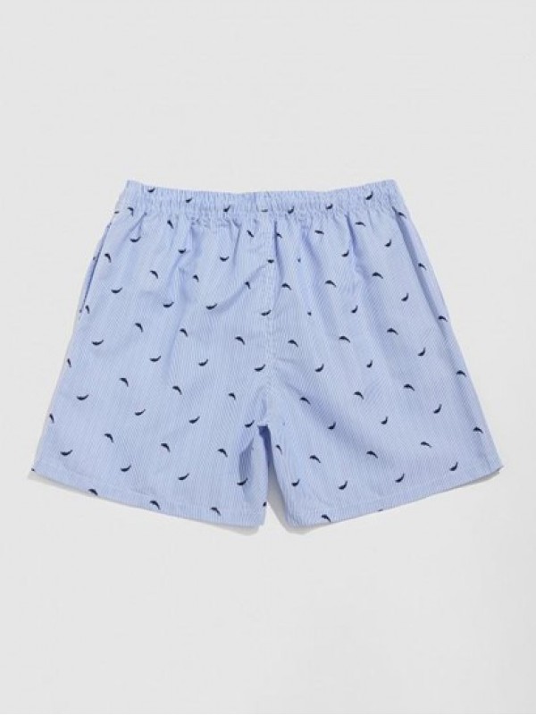 Marine Organism Printed Drawstring Beach Shorts