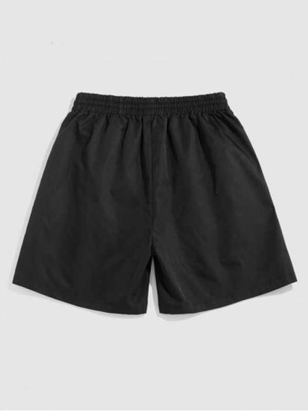 Streetwear Letter Print Colorblock Shorts