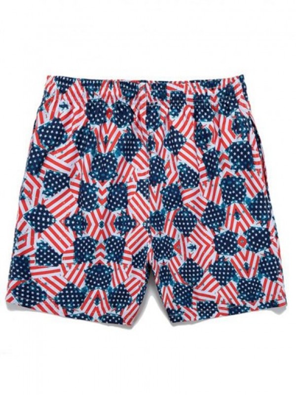 Drawstring Pockets American Flag Casual Shorts