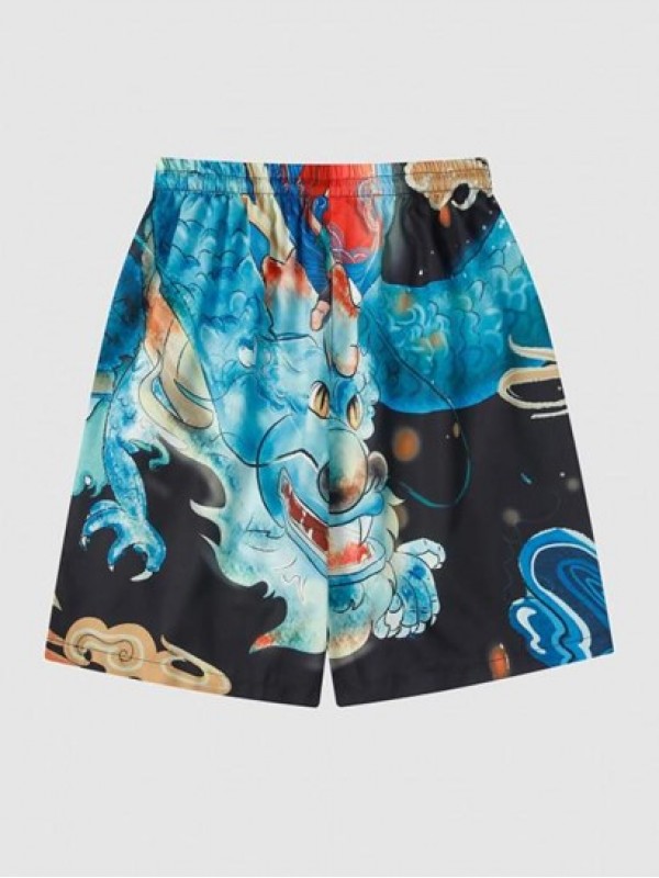 Chinese Dragon Drawstring Beach Shorts