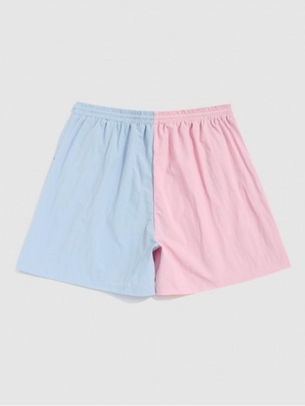 Two-tone Drawstring Casual Shorts