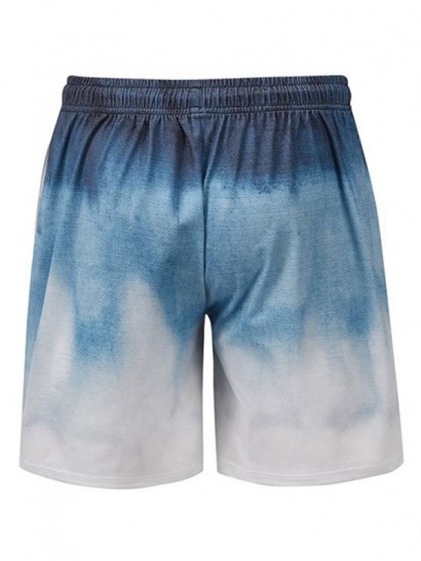 Ombre Print Drawstring Casual Shorts