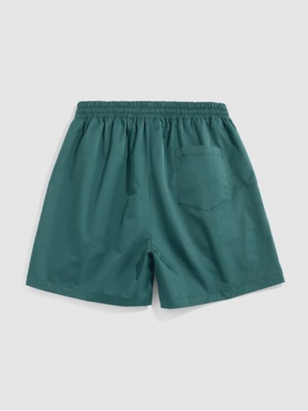 Label Design Solid Color Drawstring Shorts