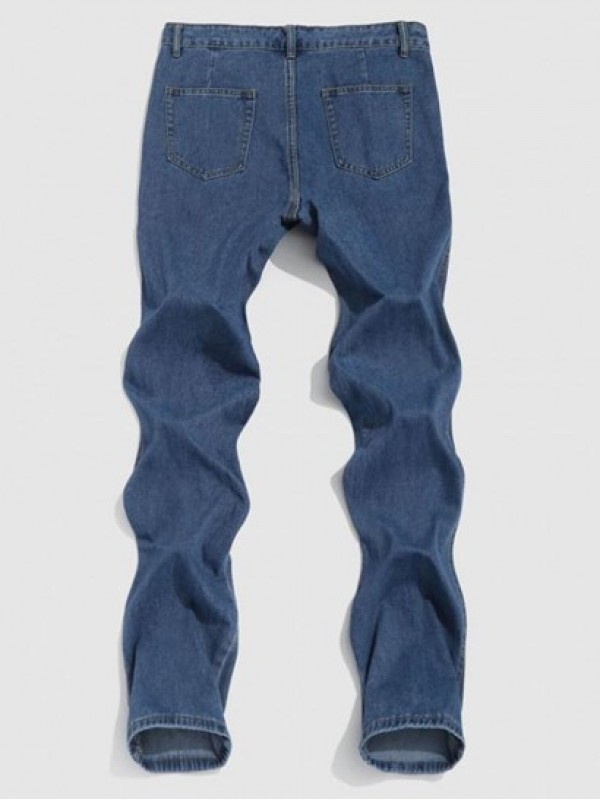 Loose Straight Leg Zipper Fly Jeans