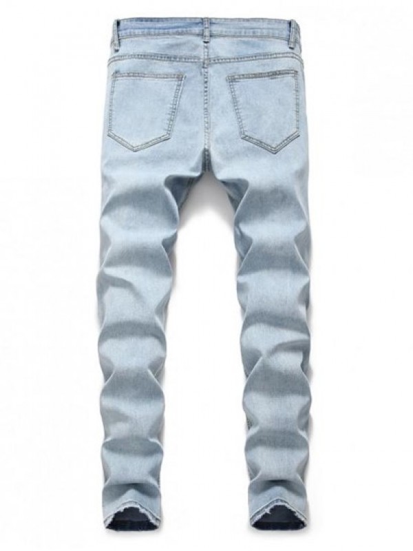 Ripped Light Wash Distressed Decoration Casual Jeans