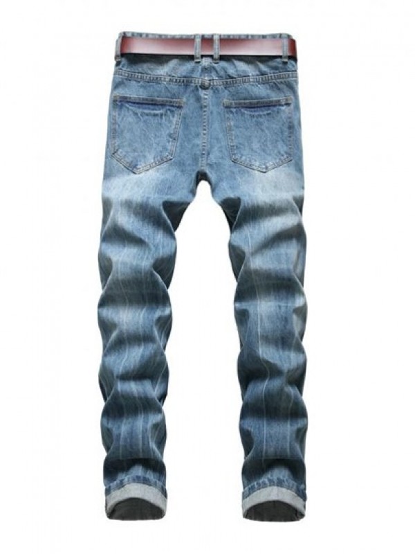 Zip Fly Distressed Jeans