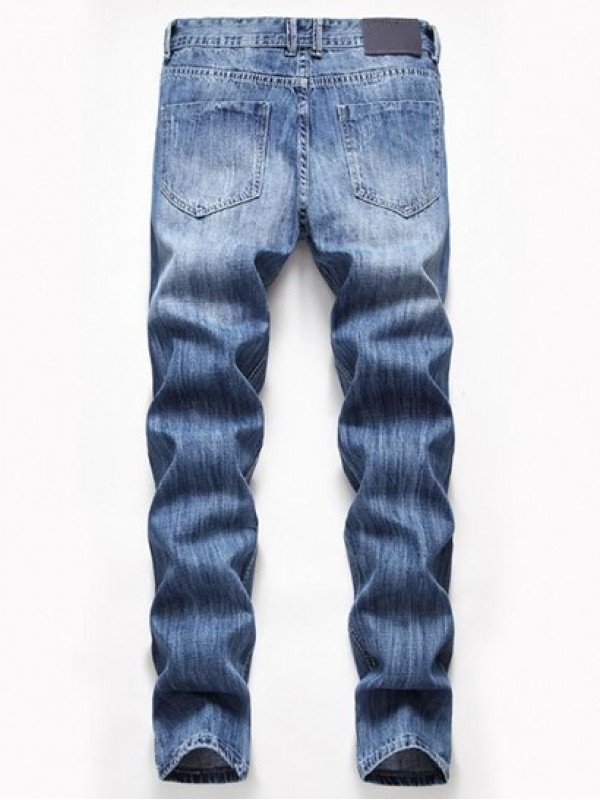 Contrasting Trim Scratch Jeans