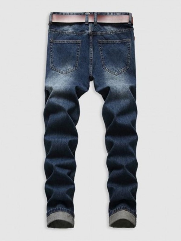 Ripped Vintage Zipper Fly Casual Jeans