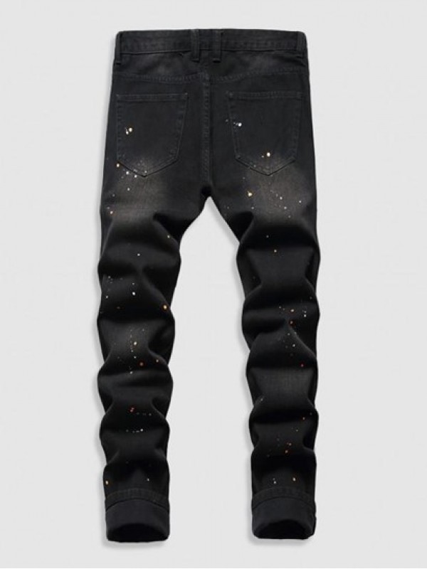 Frayed Splatter Drippy Jeans