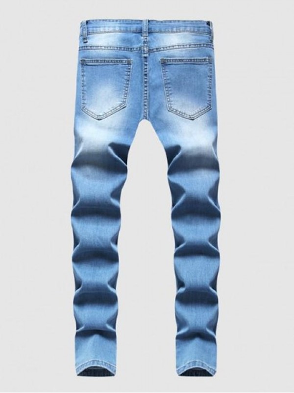 Distressed Frayed Slim Fit Tapered Jeans