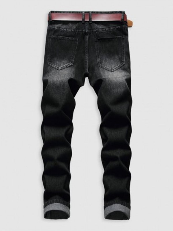 Skinny Distressed Zipper Fly Jeans