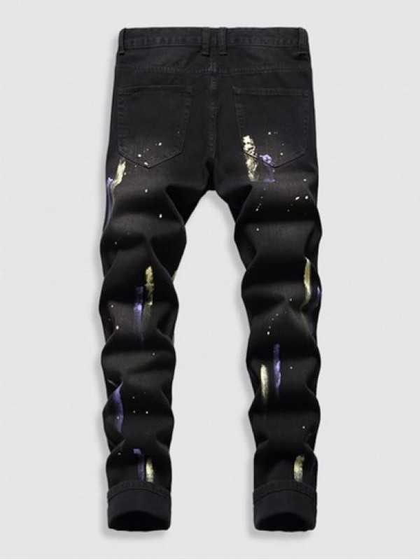 Splatter Ripped Drippy Jeans