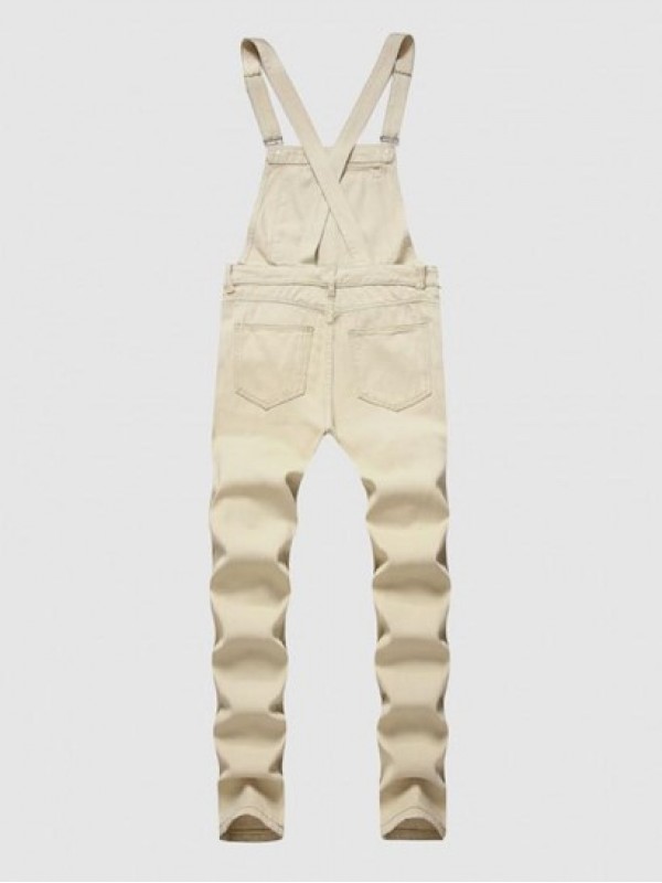 Kangaroo Pocket Solid Color Denim Jumpsuit