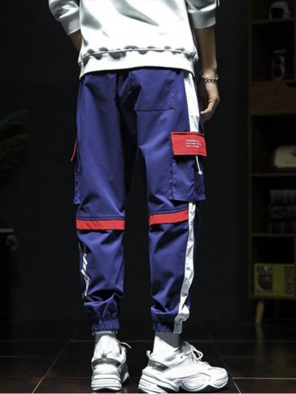 Colorblock Flap 3D Pocket Cargo Beam Feet Pants