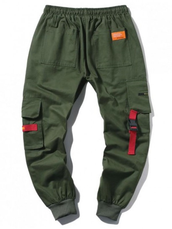 Applique Long Cargo Jogger Techwear Pants