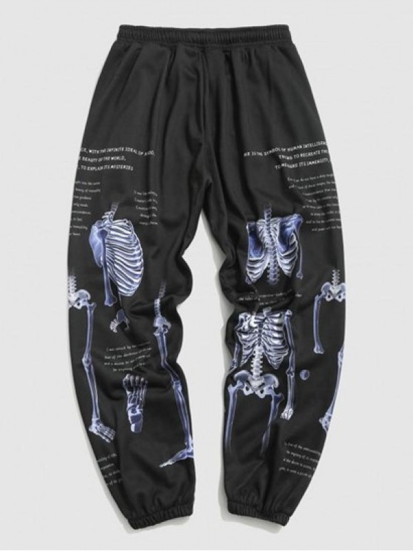 Y2K Aesthetic Skeleton Letter Graphic Print Jogger Sweatpants