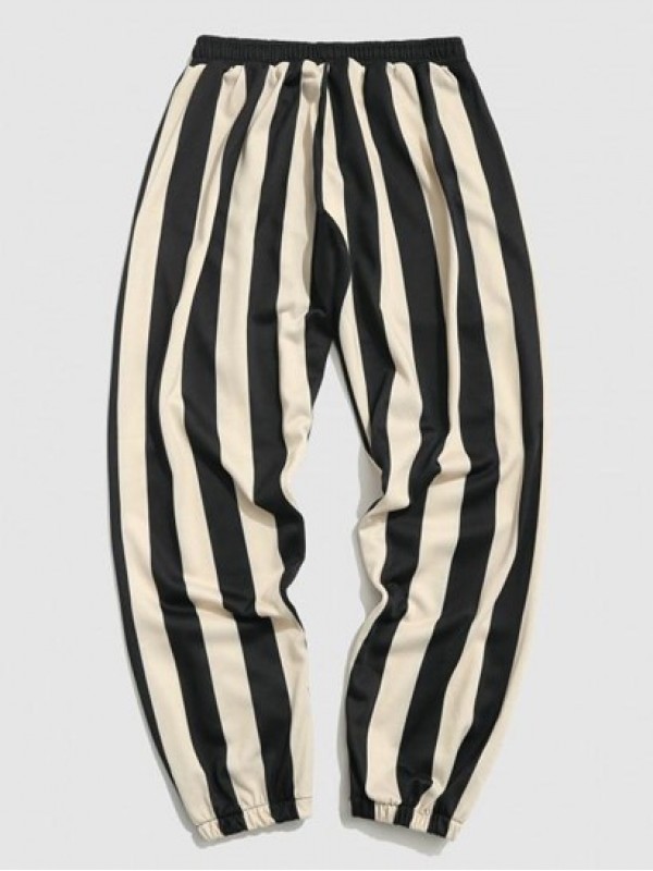 Contrasting Stripe Print Jogger Sweatpants