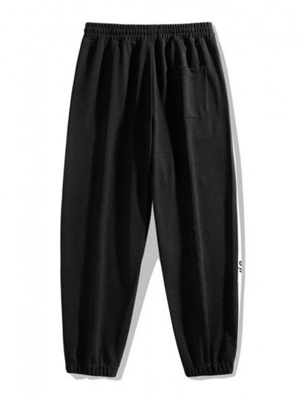 Letter Pintuck Drawstring Jogger Pants