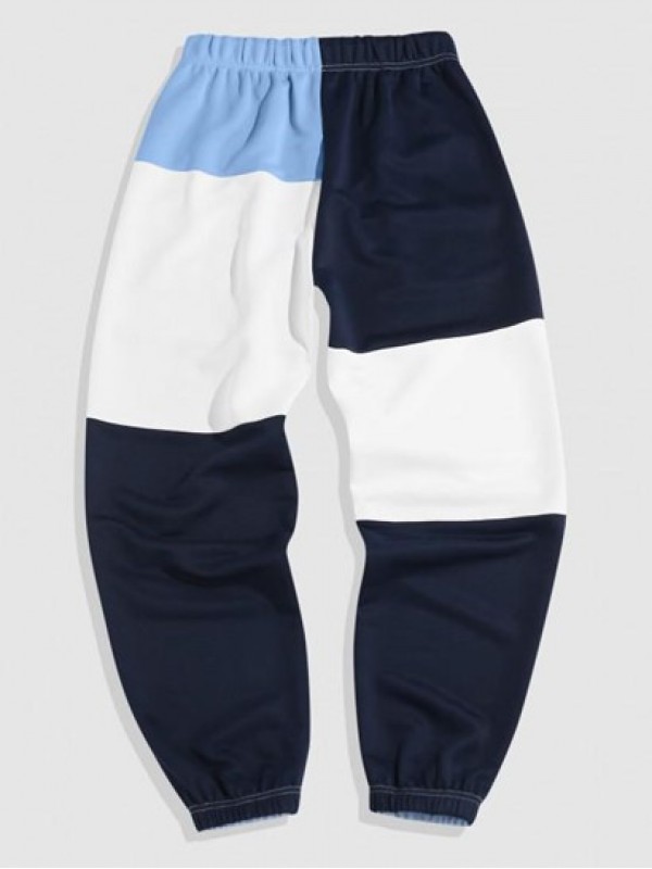 Letter Printed Colorblock Sports Sweat Pants