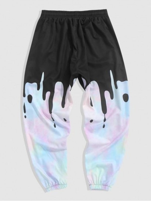 Tie Dye Print Casual Pocket Beam Feet Pants