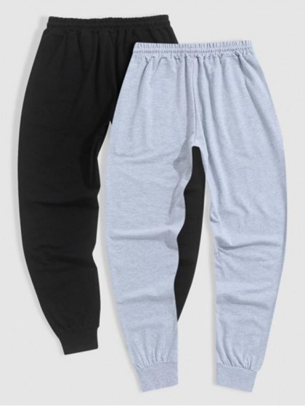 2Pcs Solid Color Jogger Sweatpants