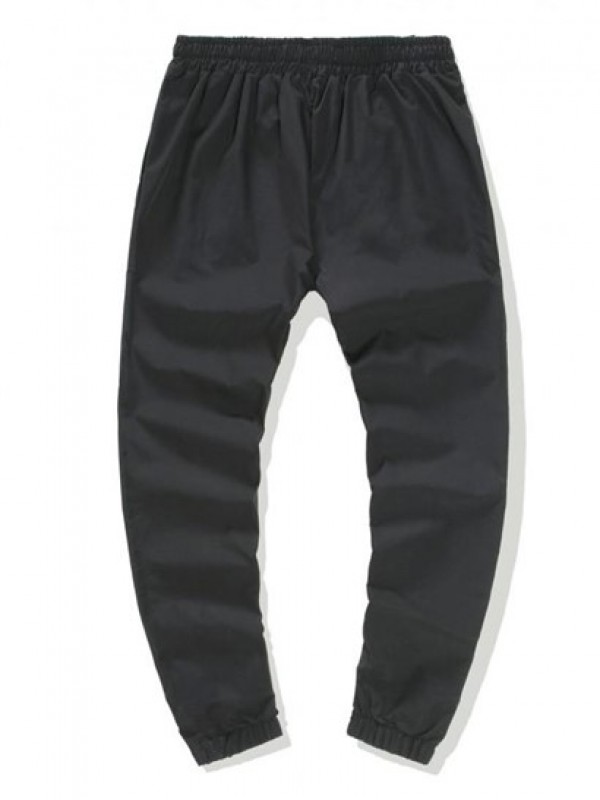 Button And Zipper Embellish Solid Color Jogger Pants