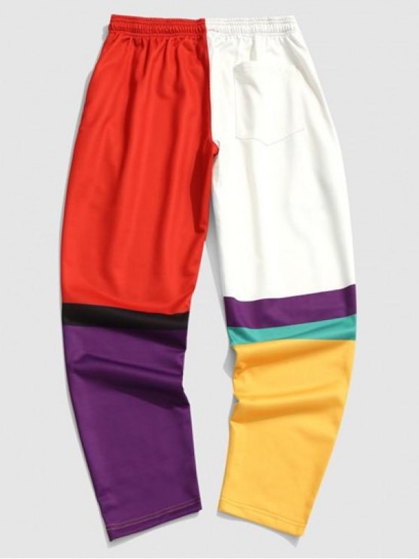 Colorblock Patchwork Casual Pants