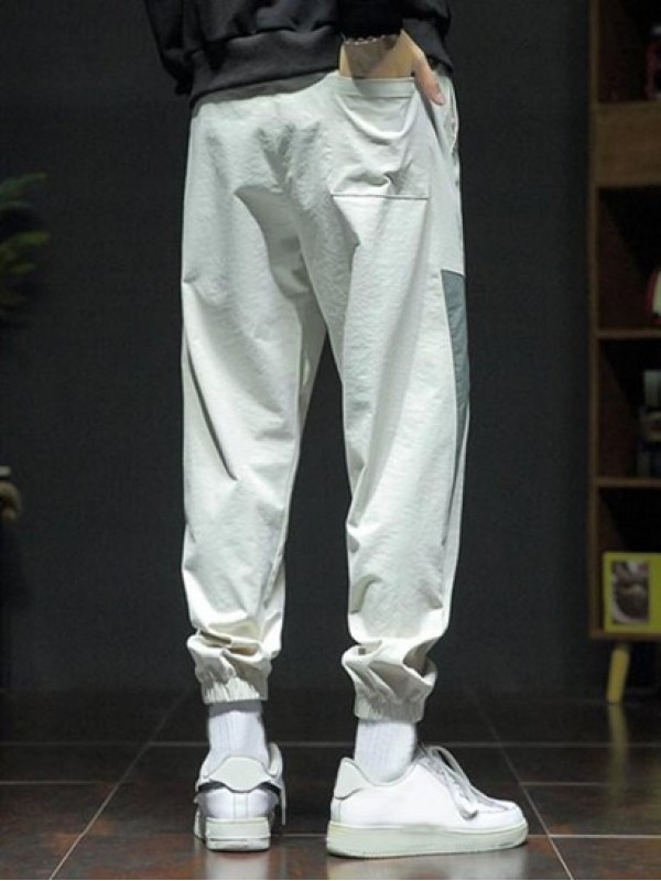 Two Tone Beam Feet Pocket Drawstring Cargo Pants