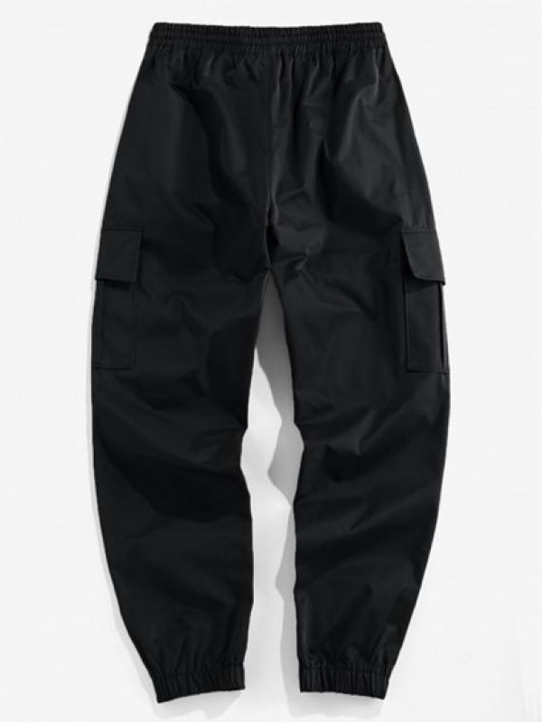 Streetwear Letters Embroidered Drawstring Cargo Techwear Pants