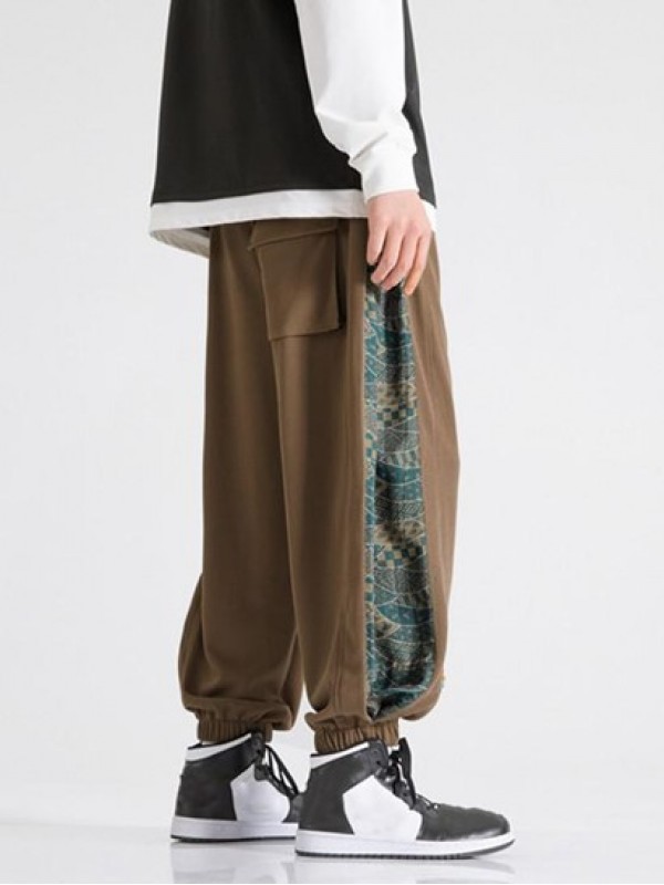 Ethnic Printed Textured Beam Feet Pants