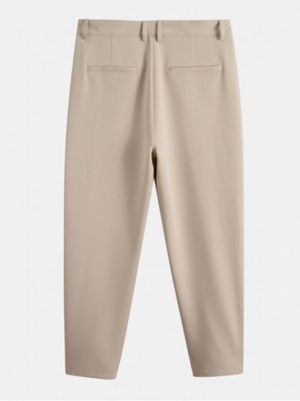 Ruched Solid Color Tapered Work Pants