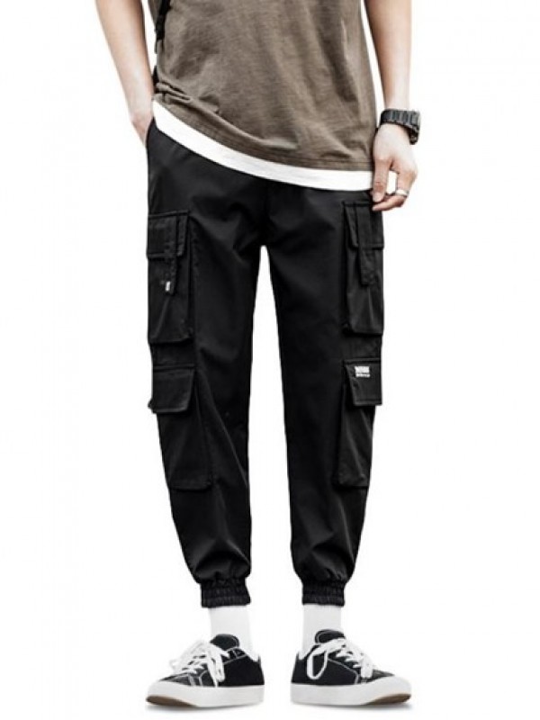 Multi Flap Pockets Drawstring Cargo Jogger Techwear Pants