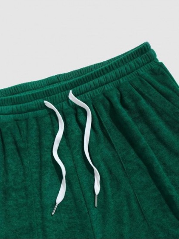 Terry Cloth Drawstring Pocket Shorts