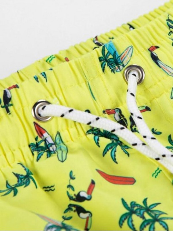 Coconut Print Casual Pockets Drawstring Beach Shorts