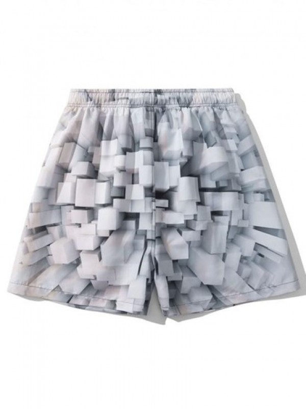 Cubist Geometric 3D Pattern Shorts