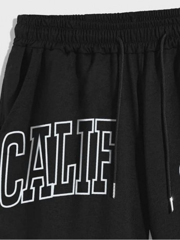 CALIFORNIA Letter Printed Drawstring Shorts