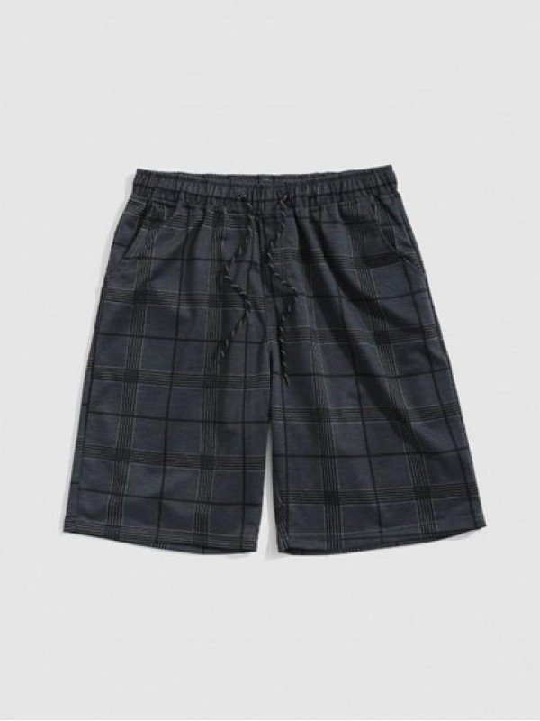 Plaid Pattern Casual Drawstring Shorts