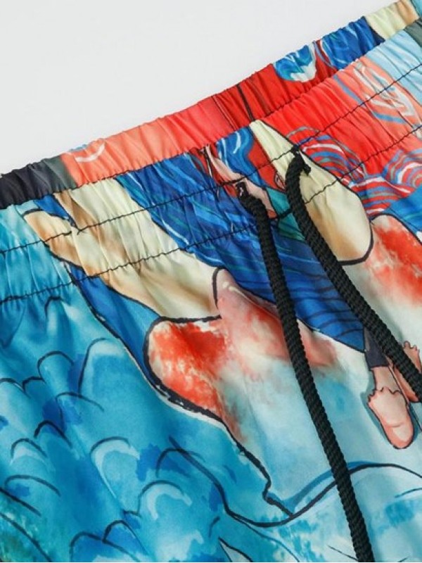 Chinese Dragon Drawstring Beach Shorts