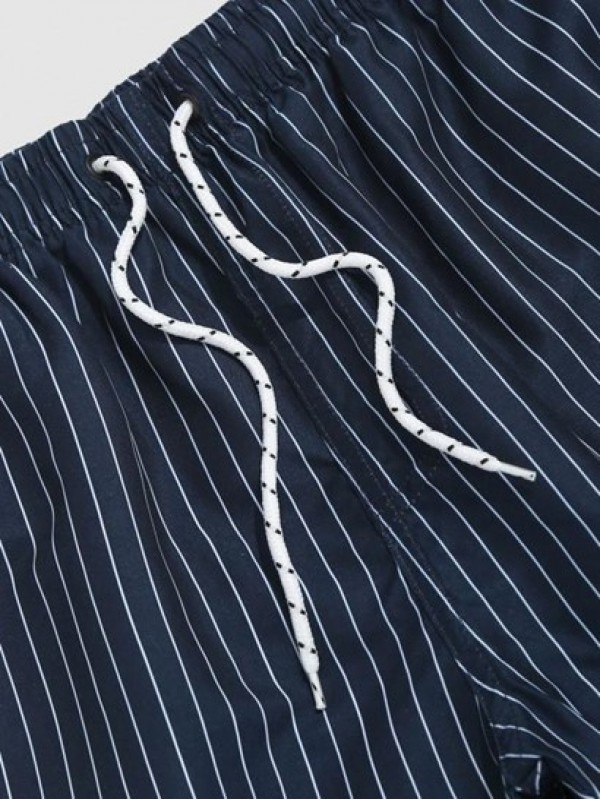 Pinstripe Pocket Drawstring Shorts