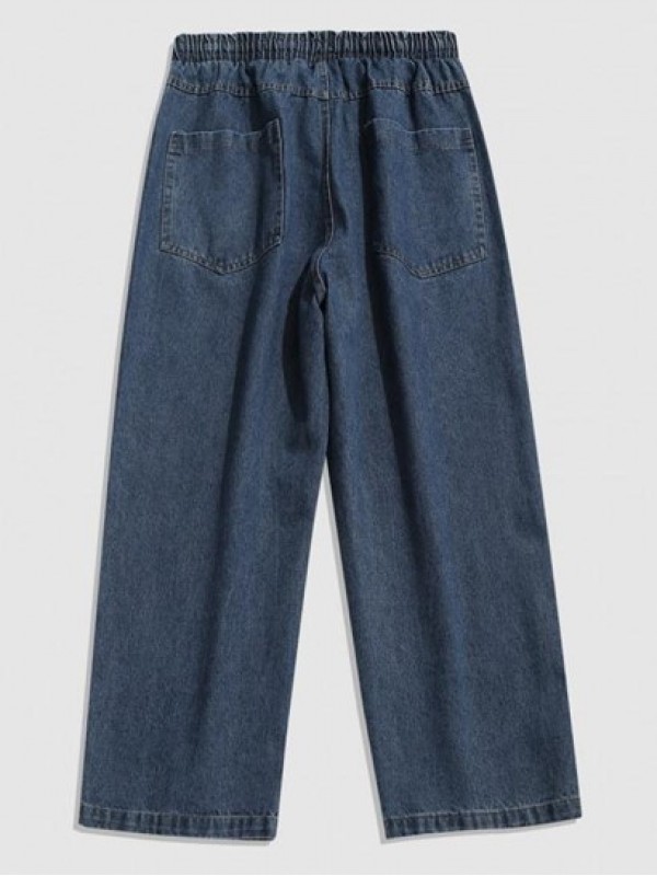 Letter Wide Leg Baggy Jeans