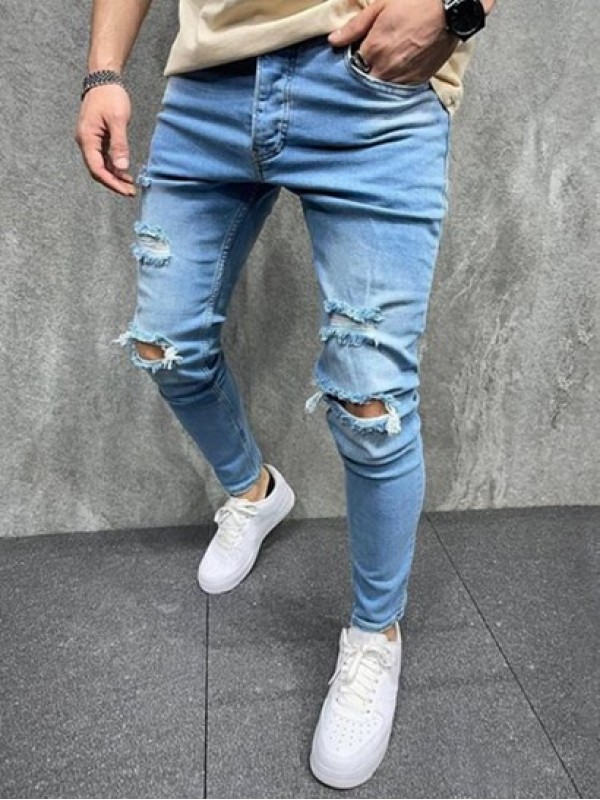 Casual Destroyed Frayed Jeans