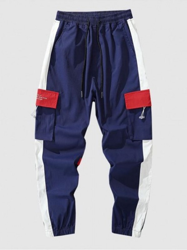 Colorblock Flap 3D Pocket Cargo Beam Feet Pants