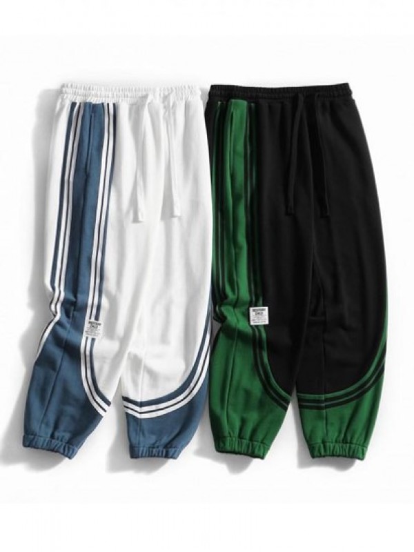 Two Tone Color Drawstring Jogger Pants