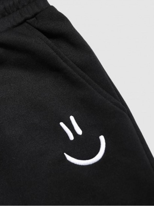 Smile Face Embroidery Sports Jogger Sweatpants