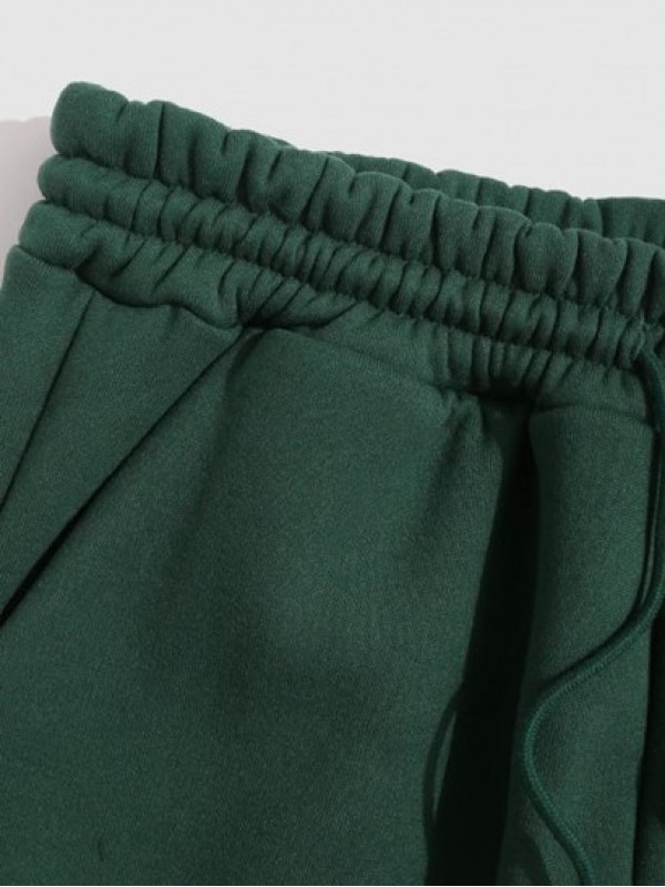 Fleece-lined Solid Color Jogger Sweatpants