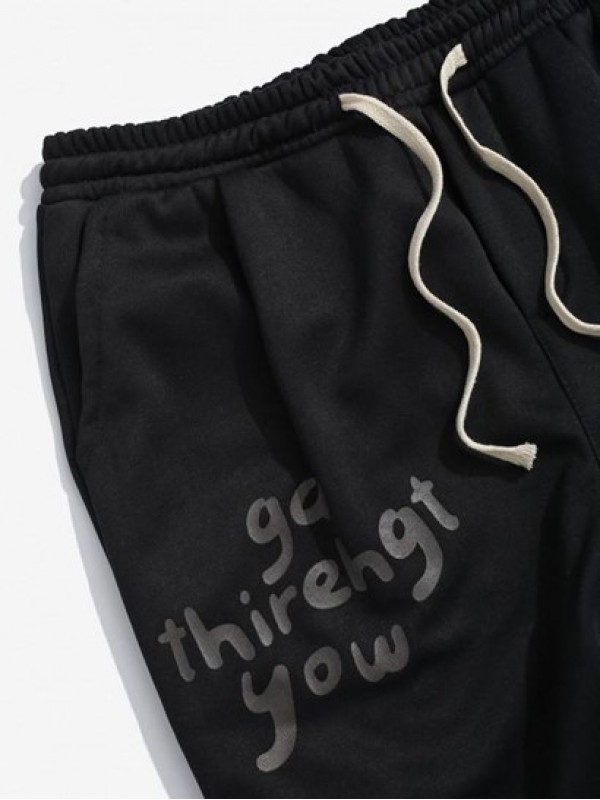 Fleece Lined Letter Jogger Sweatpants