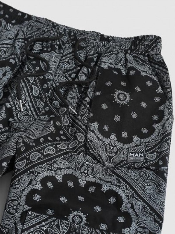 Y2K Aesthetic Streetwear Paisley Bandana Print Cargo Pants