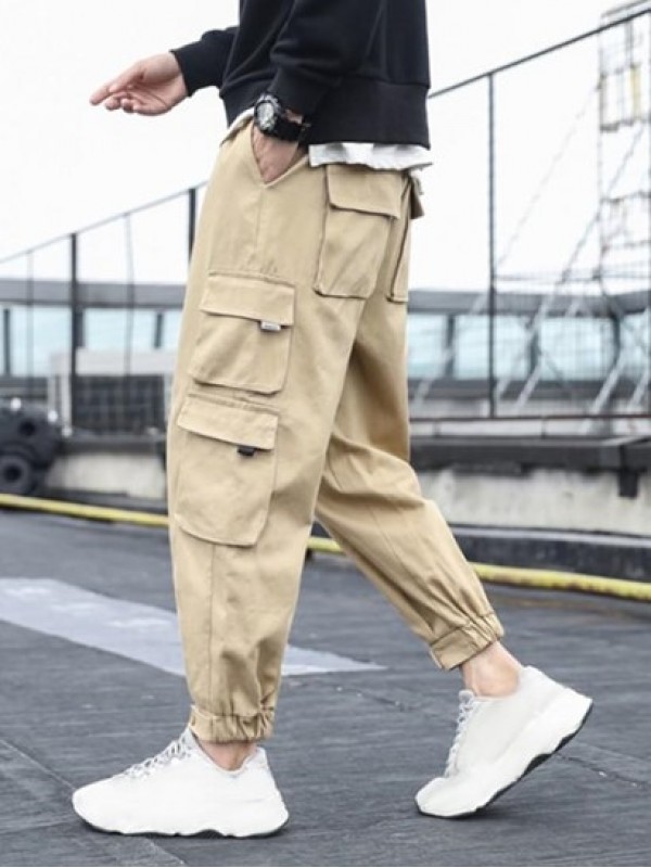 Solid Color Multi-pocket Design Jogger Cargo Pants