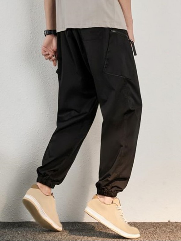 Zipper Pocket Design Letter Printed Cargo Jogger Pants