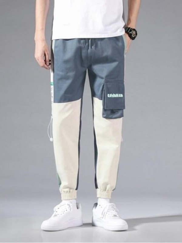 Multi-pocket Design Colorblock Cargo Pants